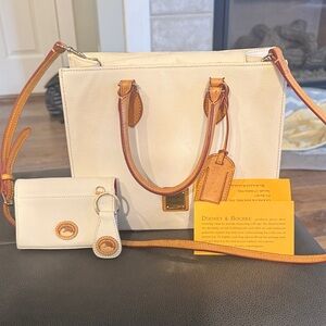 Dooney & Bourke White and Tan Shoulder Bag